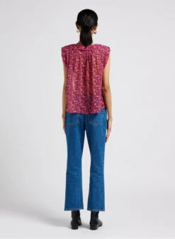 ONE STEP Red Sleeveless Ruffled V-neck Blouse 9 ONE STEP Red Sleeveless Ruffled V-neck Blouse -Morganmai Store 4044017