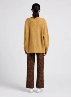 American Vintage EAST - Brown Loose-fit V-neck Cardigan -Morganmai Store 4044067