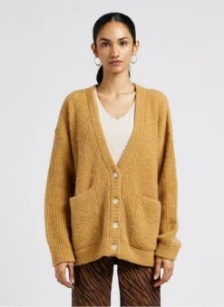American Vintage EAST - Brown Loose-fit V-neck Cardigan