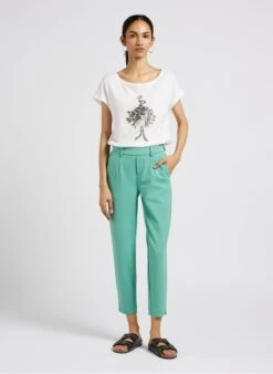 ONE STEP White Boat-neck Cotton-blend T-shirt With Screen Print 8 ONE STEP White Boat-neck Cotton-blend T-shirt With Screen Print -Morganmai Store 4044103