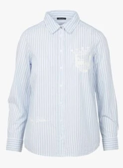 Ikks White Striped Embroidered Cotton Shirt -Morganmai Store 4045975