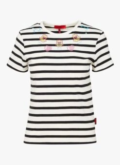 MAX & Co. TAMAEAT - Striped Embroidered Striped Cotton-blend T-shirt With Round Neck -Morganmai Store 4046032