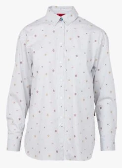 MAX & Co. TAMAJACQ - Grey Embroidered Cotton Shirt With Classic Collar -Morganmai Store 4046033