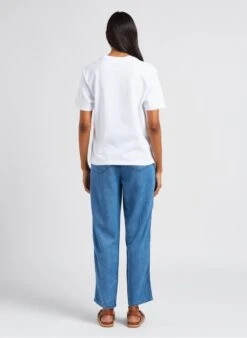Maison Labiche POPINCOURT LA FLEMME - White Organic Cotton Round Neck T-shirt With La Flemme Embroidery -Morganmai Store 4047337