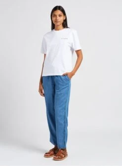 Maison Labiche POPINCOURT LA FLEMME - White Organic Cotton Round Neck T-shirt With La Flemme Embroidery -Morganmai Store 4047338