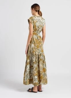 TWINSET Khaki Long Zebra Print Cotton Dress -Morganmai Store 4047914
