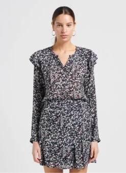 Ikks Blue Floral V-neck Top