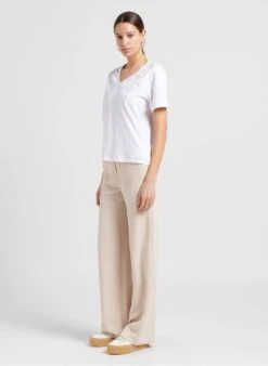 GERARD DAREL ADDA - White V-neck Cotton T-shirt -Morganmai Store 4048096