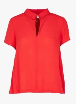 Red Pleated Fluid Top -Morganmai Store 4048220
