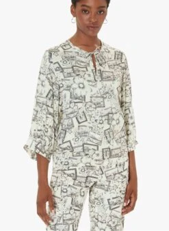 Tara Jarmon TABATA - White Printed Henley Top