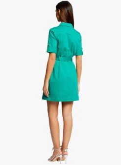 MORGAN Green Short Dress With Tailored Collar -Morganmai Store 4050753