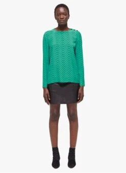 THE KOOPLES Green Printed Viscose Top -Morganmai Store 4050970