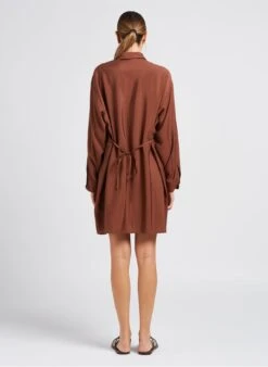 Samsoe Samsoe ALFRIDA - Brown Short Shirt Dress -Morganmai Store 4051589