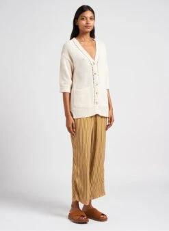 GERARD DAREL LANAELLE - White Openwork-knit Organic Cotton Cardigan -Morganmai Store 4052091