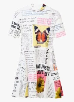 Desigual White Short Patterned Dress