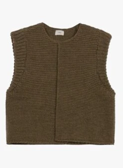 LEGRINGO - Khaki Round-neck Openwork Knit Cardigan -Morganmai Store 4052788