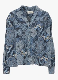 BERENICE CLAUDIA - Blue Flowing Printed Shirt -Morganmai Store 4052938