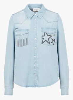 BERENICE CABANA - Blue Denim Shirt With Embroidered Patterns -Morganmai Store 4052946