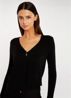 MORGAN MZINA - Black V-neck Cardigan