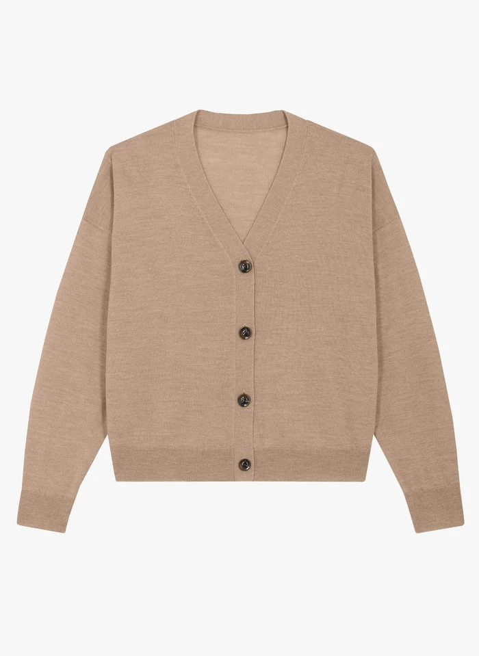 Soeur IDEM - Beige V-neck Wool Cardigan 3 Soeur IDEM - Beige V-neck Wool Cardigan - Image 3