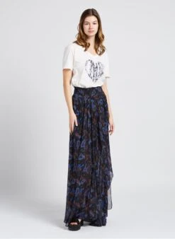 BERENICE ENOYA LOVE - White V-neck Cotton T-shirt With Screen Print -Morganmai Store 4058469