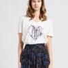 BERENICE ENOYA LOVE - White V-neck Cotton T-shirt With Screen Print