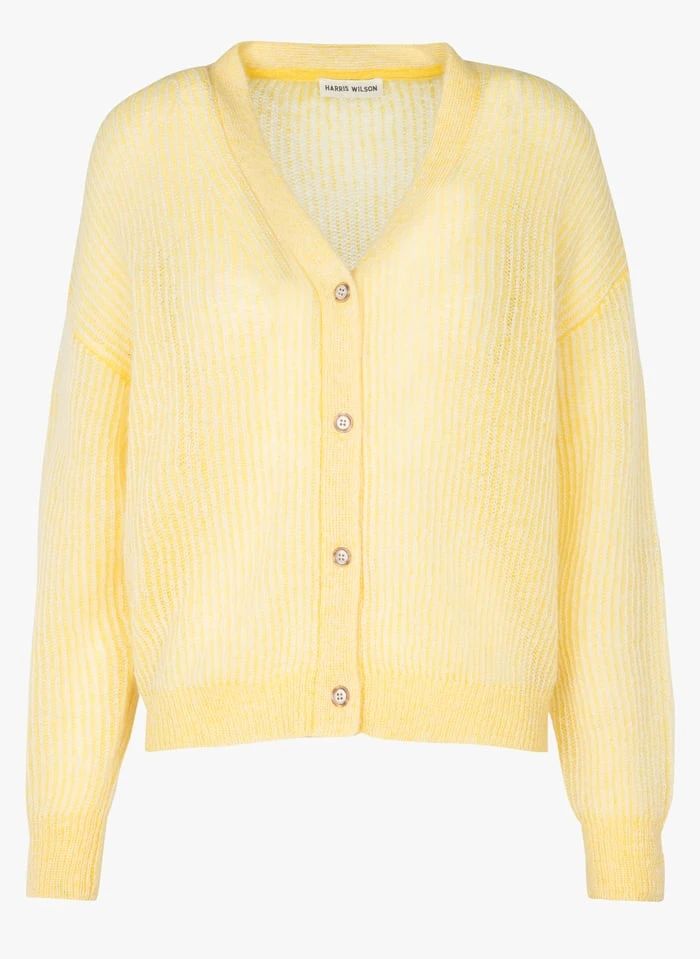 FLORA - Yellow V-neck Cardigan 3 FLORA - Yellow V-neck Cardigan - Image 3