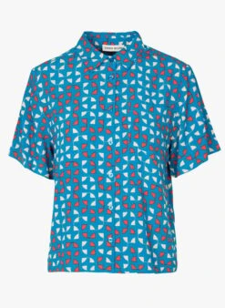EUGENE - Blue Printed Shirt With Classic Collar -Morganmai Store 4059672