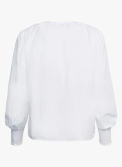 ESPRIT White V-neck Cotton Top -Morganmai Store 4060128