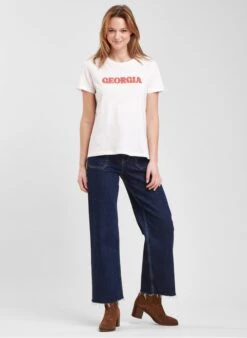 White Screen-printed Organic Cotton T-shirt -Morganmai Store 4060899