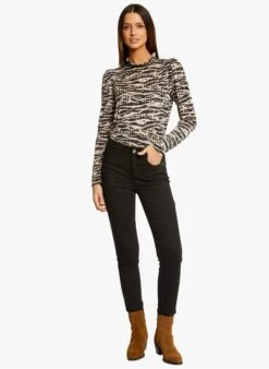 MORGAN TDY - Multicolored Abstract Print Ribbed Top -Morganmai Store 4061382