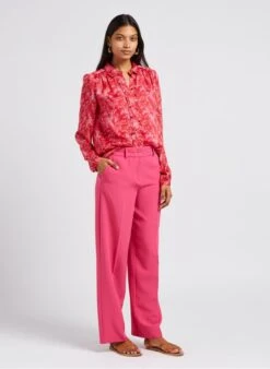 VILAYLA VIE - Pink Printed Shirt With Classic Collar -Morganmai Store 4069948