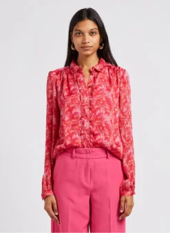 VILAYLA VIE - Pink Printed Shirt With Classic Collar