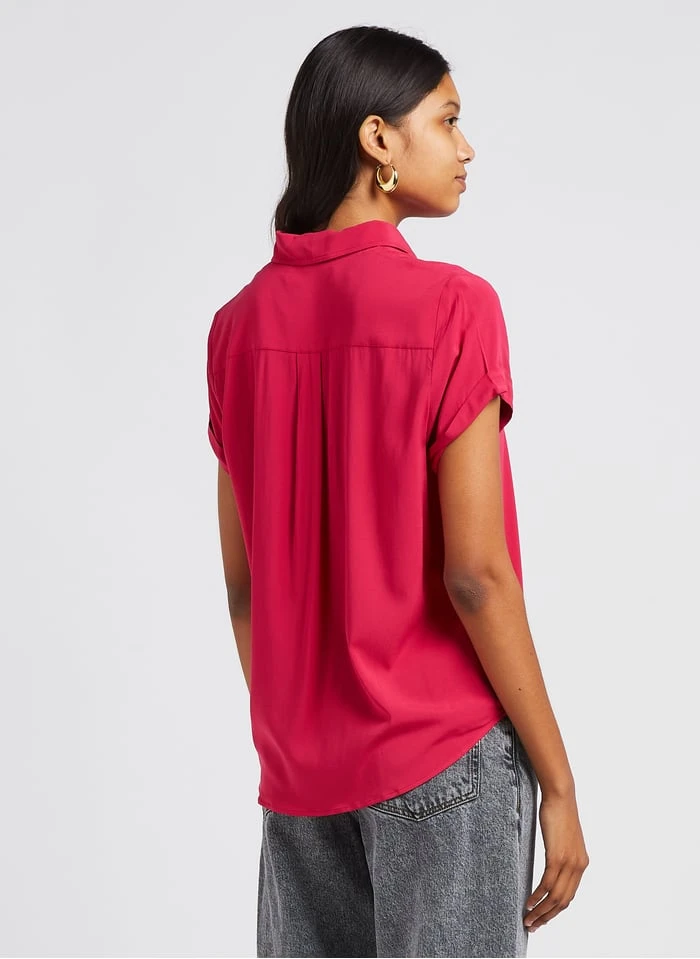 Samsoe Samsoe MAJAN - Red Loose-fit Fluid Shirt With Classic Collar 2 Samsoe Samsoe MAJAN - Red Loose-fit Fluid Shirt With Classic Collar - Image 2