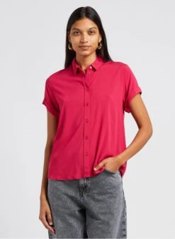 Samsoe Samsoe MAJAN - Red Loose-fit Fluid Shirt With Classic Collar