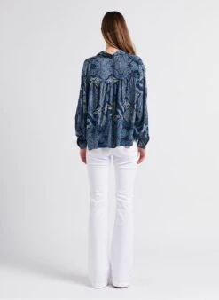 BERENICE CLAUDIA - Blue Flowing Printed Shirt -Morganmai Store 4070603