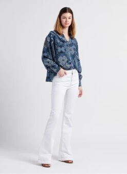 BERENICE CLAUDIA - Blue Flowing Printed Shirt -Morganmai Store 4070604