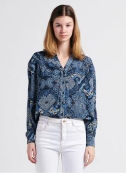 BERENICE CLAUDIA - Blue Flowing Printed Shirt