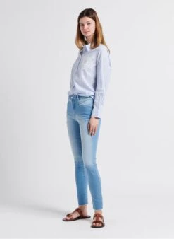 Ikks White Striped Embroidered Cotton Shirt -Morganmai Store 4070626