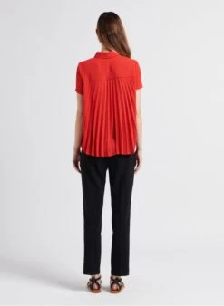 Red Pleated Fluid Top -Morganmai Store 4070659
