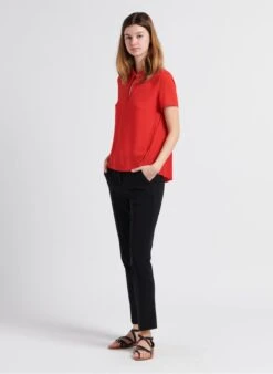 Red Pleated Fluid Top -Morganmai Store 4070660