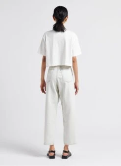 Scotch And Soda White Printed Cotton Cropped T-shirt -Morganmai Store 4071940