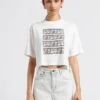 Scotch And Soda White Printed Cotton Cropped T-shirt