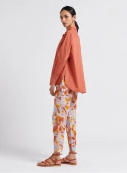 MAJORELLE - Red Cotton Poplin Shirt -Morganmai Store 4072120