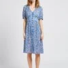 GERARD DAREL JAMES - Blue Floral Print V-neck Midi Dress