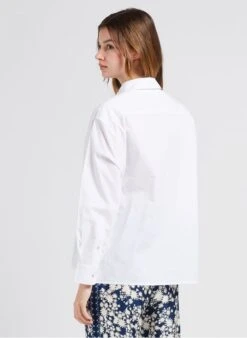 AUXANE - White Cotton Poplin Shirt With Classic Collar -Morganmai Store 4072790