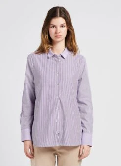 BROOKLYN - Purple Striped Cotton Shirt With Classic Collar