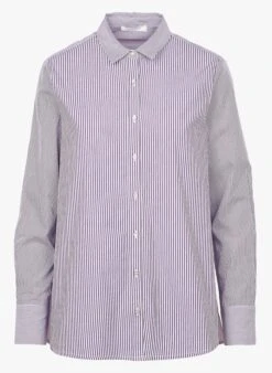 BROOKLYN - Purple Striped Cotton Shirt With Classic Collar -Morganmai Store 4073597