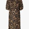 SUPERMOM GALAX - Multicolored Leopard Print Fitted Midi Dress With High Neck