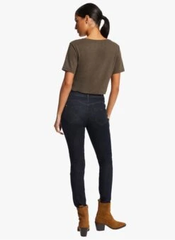 MORGAN DANIC - Green V-neck Linen-blend T-shirt -Morganmai Store 4076479